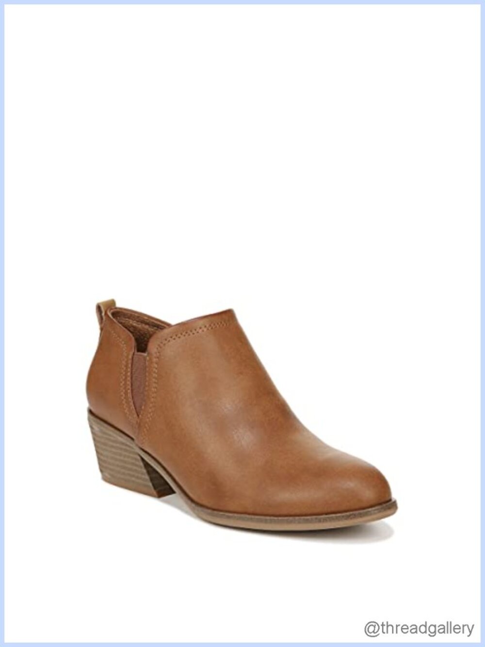Western Ankle Bootie Faux Suede Microfiber Slip On Block Heel